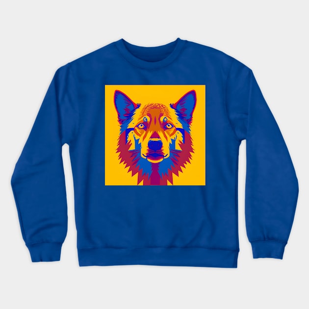 Pop Art Wolf Face Crewneck Sweatshirt by Chance Two Designs